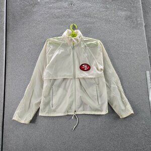 VINTAGE San Francisco 49ers Women Jacket M White Nylon Logo Embroidery READ